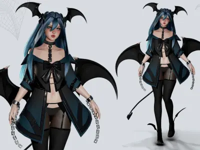 Succubus Lucia - Game Ready Low-poly 3D model
