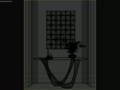 Scandinavian Living Room with Dresser and Paper Lanterns 3D model