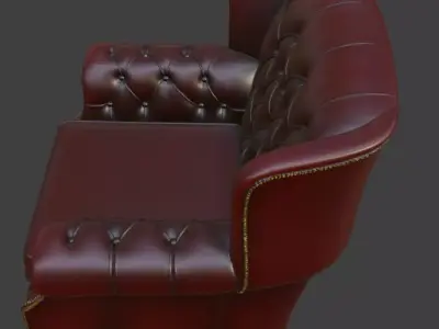 Classic Brown Tufted Wingback Armchair 3D model