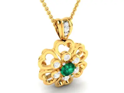 Solitaire Women Heart Pendant 3DM STL OBJ FBX Render Details 3D print model