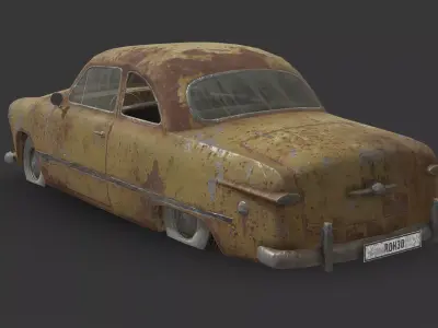 Abandoned Car - Ford Custom Club Coupe Low-poly 3D model