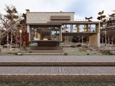 Modern Golf Home Complete Lumion Ready Scene Golf Villa Low-poly 3D model