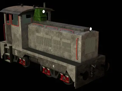 Kit trains 1 locomotive 4 wagons 1 trestle wood Low-poly 3D model