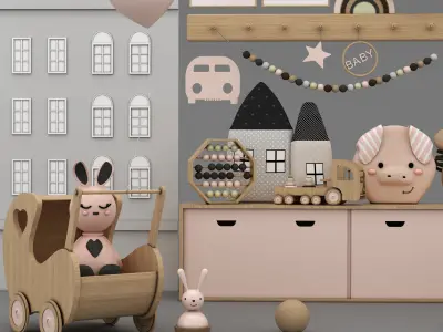 toys and furniture set  Low-poly 3D model