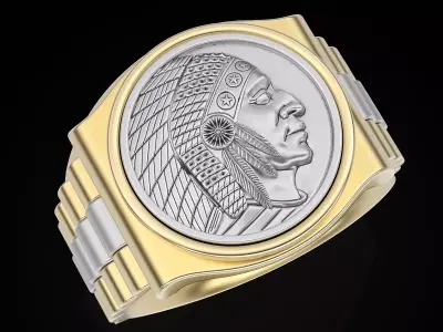 Indian watch Man Ring silver gold printable jewelry 3D print model