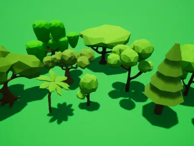 Low Poly Trees Set 1 polygonal tree Low-poly 3D model
