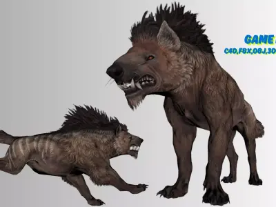 Mutant Hyena 3D Creature  Game Ready Monster Animal Low-poly 3D model