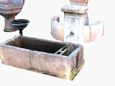 3D-Scanned Fountain Pack Low-poly 3D model