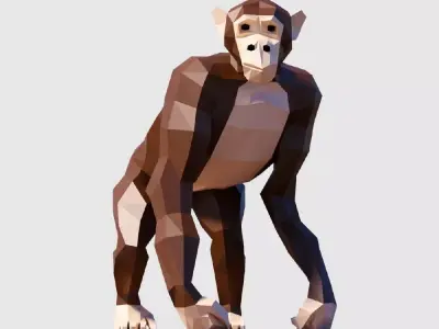 Chimpanzee low polygonal monkey Low-poly 3D model