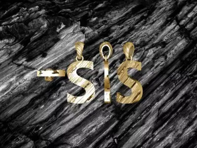 S Letter Alphabet Wooden Texture Pendant 3D Print Model 3D print model