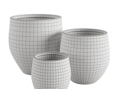 Neutral Earth Tones Vases Set 3D model