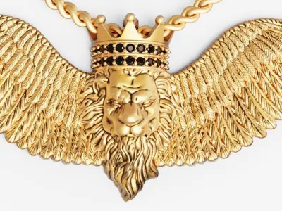 Lion wings pendant Silver Gold  Print 3D print model