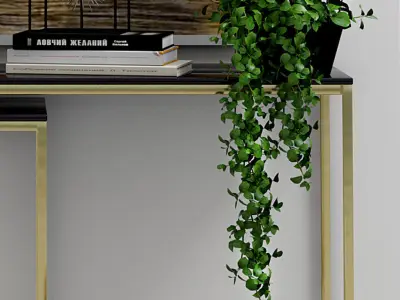 Set-11 gold floor lamp with four lamps 3D model