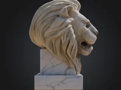 Lion Head Sculpture Low-poly 3D model buy