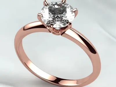 7mm Gemstone Tiffanys Style Gold Ring 3D print model