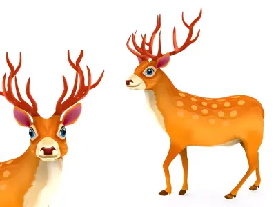 Cartoon Deer  Low-poly 3D model