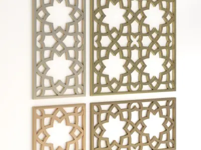 Arabic Islamic pattern decorative gold plaster 3D model