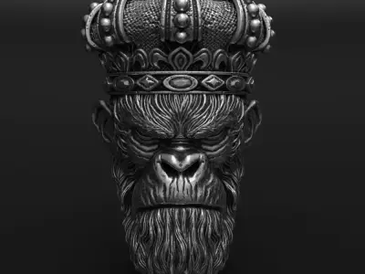ANimal Pendant Jewelry Monkey king with crown vol1  3D print model