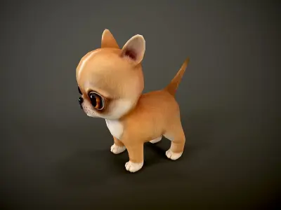 Chihuahua dog with big eyes Low-poly 3D model