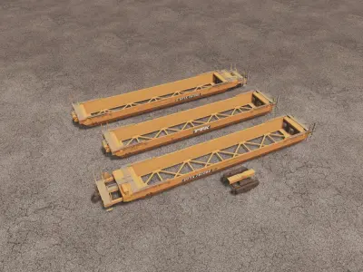 Gunderson Maxi-IV Double Stack Well Cars Low-poly 3D model