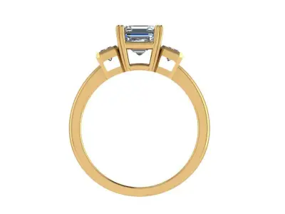Ring193 princess cut diamond engagement ring gold 3D print model