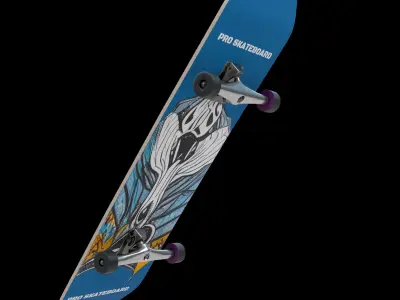 Skateboard Low-poly 3D model 16