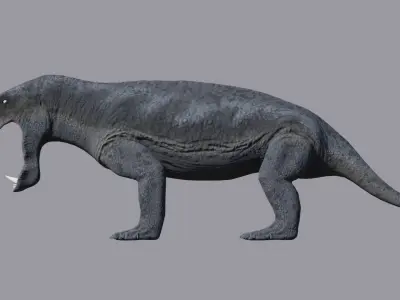 Inostrancevia Gorgonopsid Low-poly 3D model