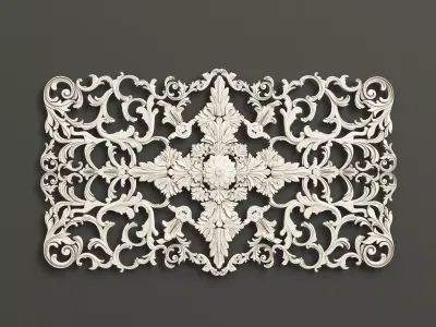 Rosette 6 ornately carved wooden plaque 3D model