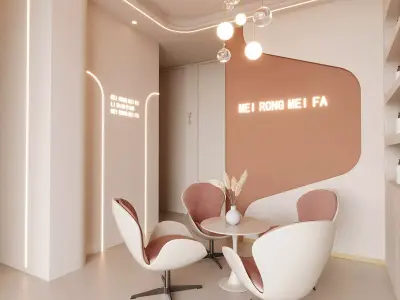 Soft Minimal Beauty Salon Waiting Area 3D model