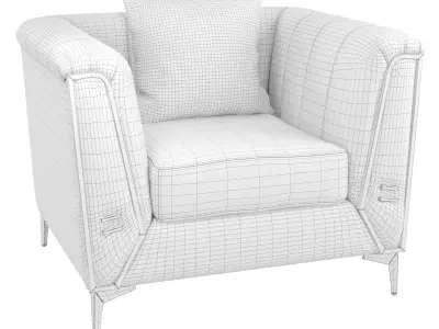 Homary-Modern Luxury Upholstered Leath-aire Accent Chair 3D model