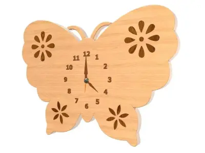 Wooden Butterfly Clock  3D model