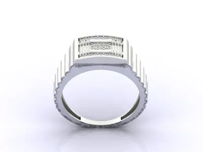 Print Ready STL 3DM  Gents Rings Diamond Men Ring  3D print model 205