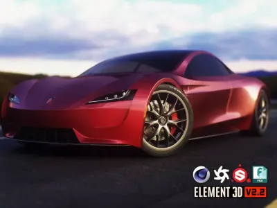 Tesla Roadster 2 Low-poly 3D model