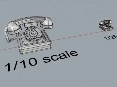 Miniature classic phone for model making 10th and 25th scale 3D print model