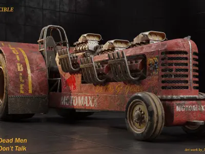 Tri-engine Kentuckian style tractor Low-poly 3D model