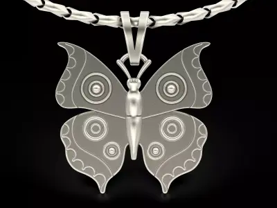 fantasy Butterfly fashion pendant gold silver print 3D print model