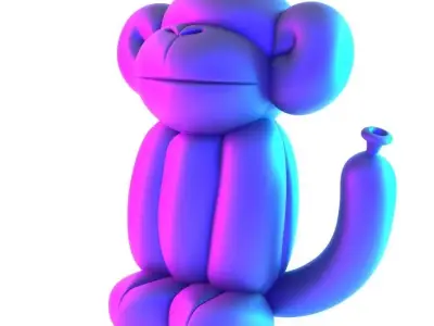 Orange Chimp Monkey Ape Balloon Decoration Props Second Life toy 3D print model