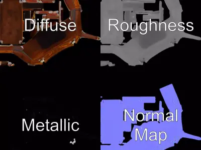 Classic Mahogany Desk model pack Low-poly 3D model