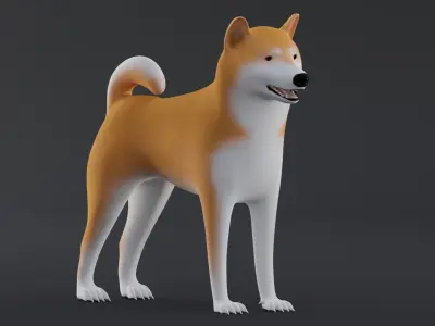 Dog Shiba Inu Low Poly Model Game AR VR Low-poly 3D model