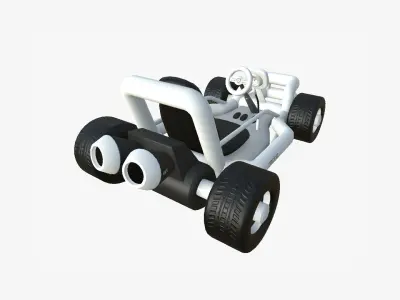 Cartoon Kart H08 White - Vehicle Racing Design Low-poly 3D model