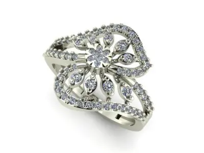 Modern Fashion Diamond Bridal Ring 3D print model