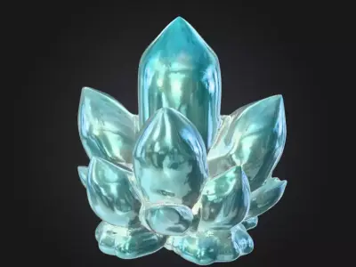 Aqua Lotus Crystal Low-poly 3D model