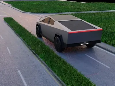 Cybertruck futuristic electric car Low-poly 3D model