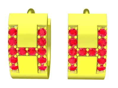 Luxury Letter H Hoop Earrings for Women 3D Model 6104 3D print model