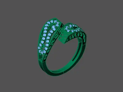 Womens Rings With Stone Ring Ready STL 3DM Models Rings women 3D print model