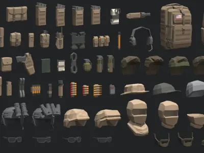 Low Poly  Soldiers Low-poly 3D model