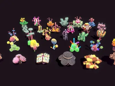 Candy World  Low-poly 3D model