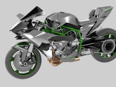 Kawasaki Ninja H2R - Supersport Racing Motorcycle 3D model