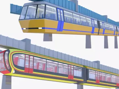 Elevated trains bundle III 3D Model Collection