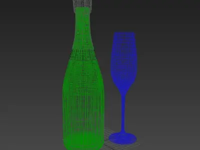 Champagne with glass 3D model
